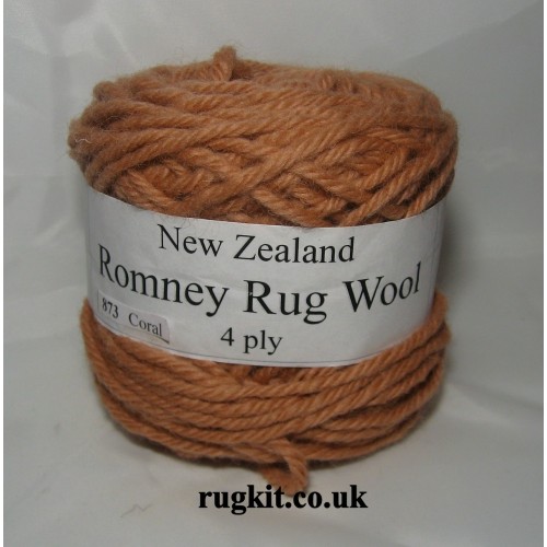 Romney rug wool 100g ball coral